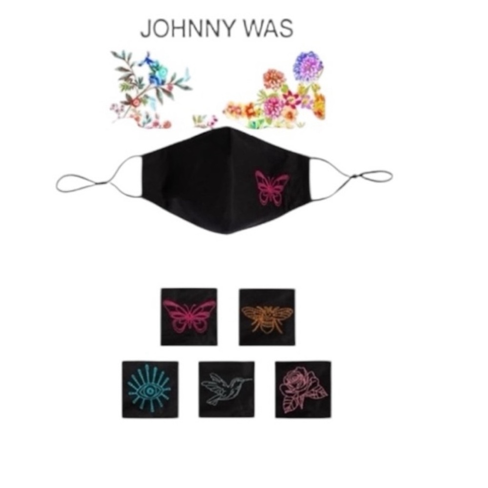 Johnny Was Embroidered Face Masks 5 Pack Brand New in Package Black